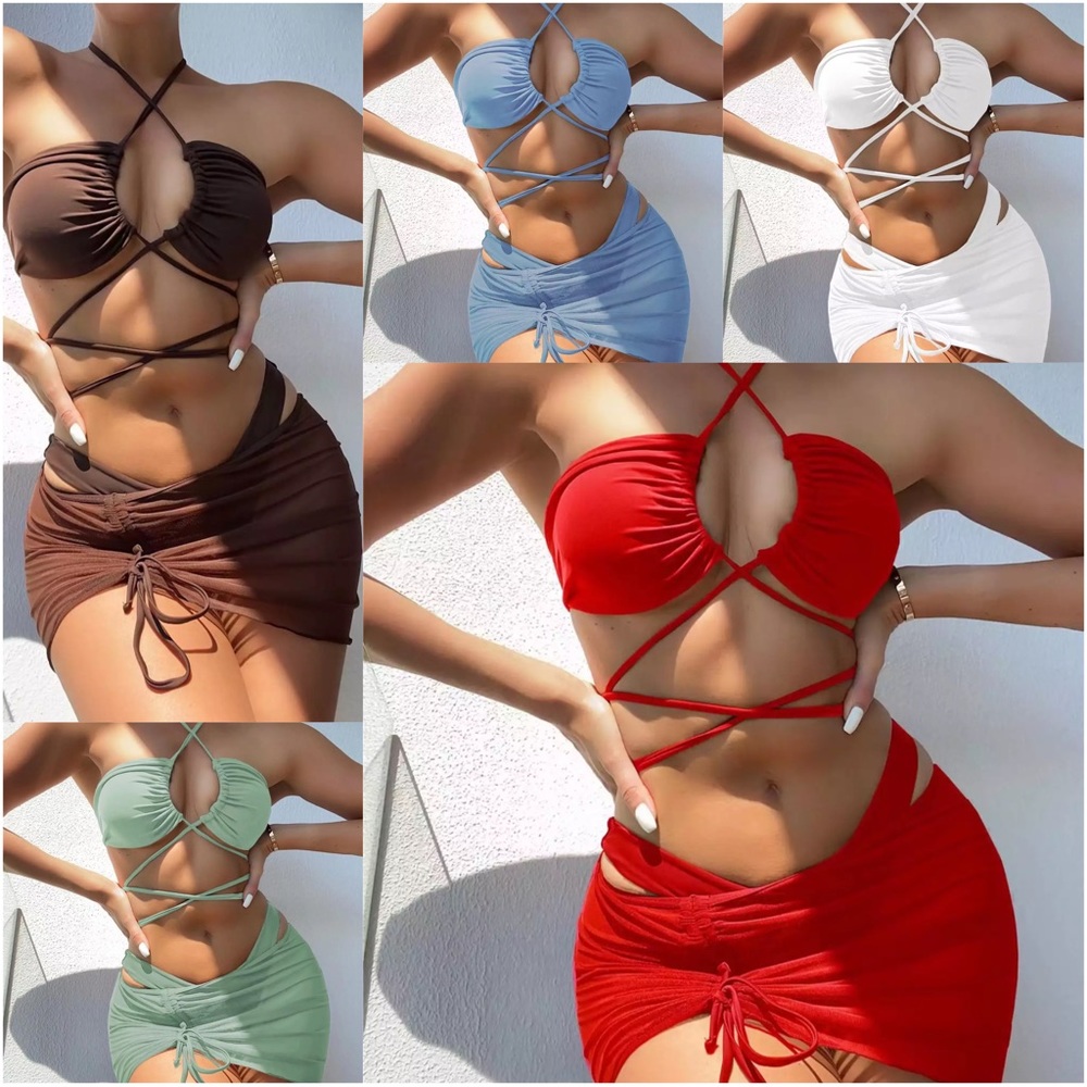 3 Pieces Set Swimsuit Women High Waist (4-5 weeks shipping)